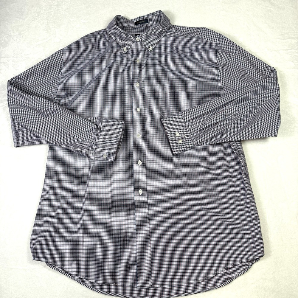 Pendleton Bridgeport Dress Shirt Mens 2XL Red White Blue Plaid Perfect Condition